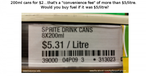 $5/litre convenience fee