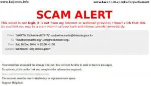 Webmail scam alert